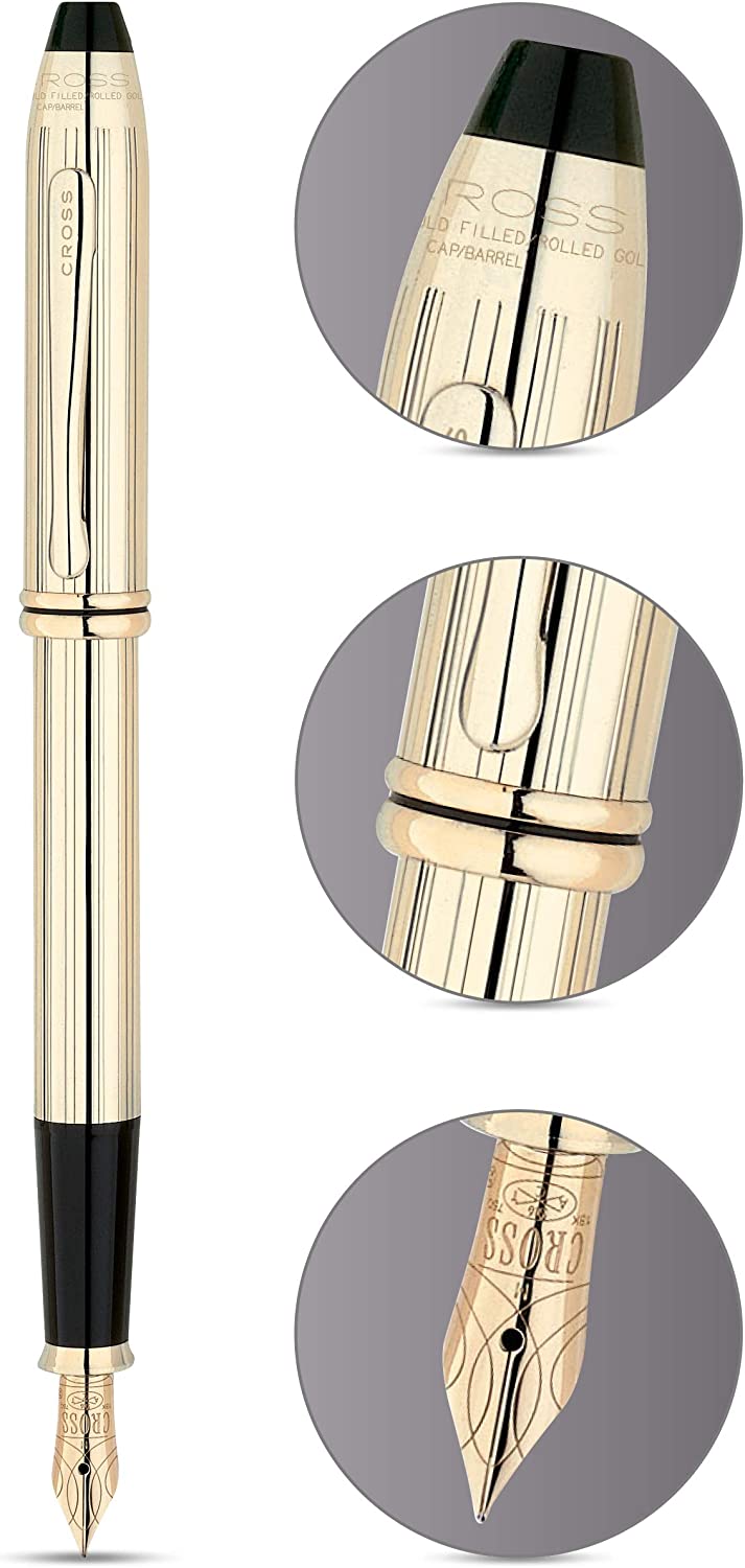 Cross Townsend Fountain Pen 10KT Gold Plated with 18KT Gold Fine